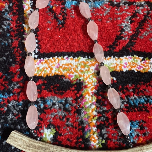 Rose Quartz Deer Antler Statement Necklace - Picture 4 of 16